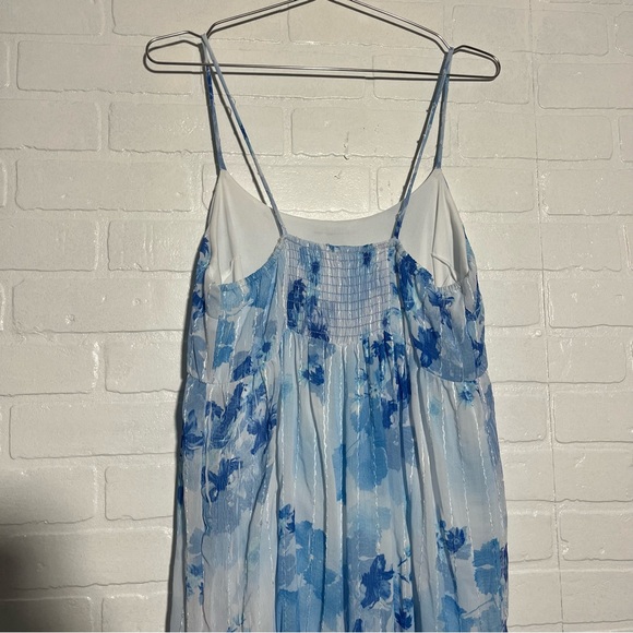 My Story Womens Dress Blue Floral Maxi Long Dress Medium Spaghetti Straps NWT - Picture 4 of 8